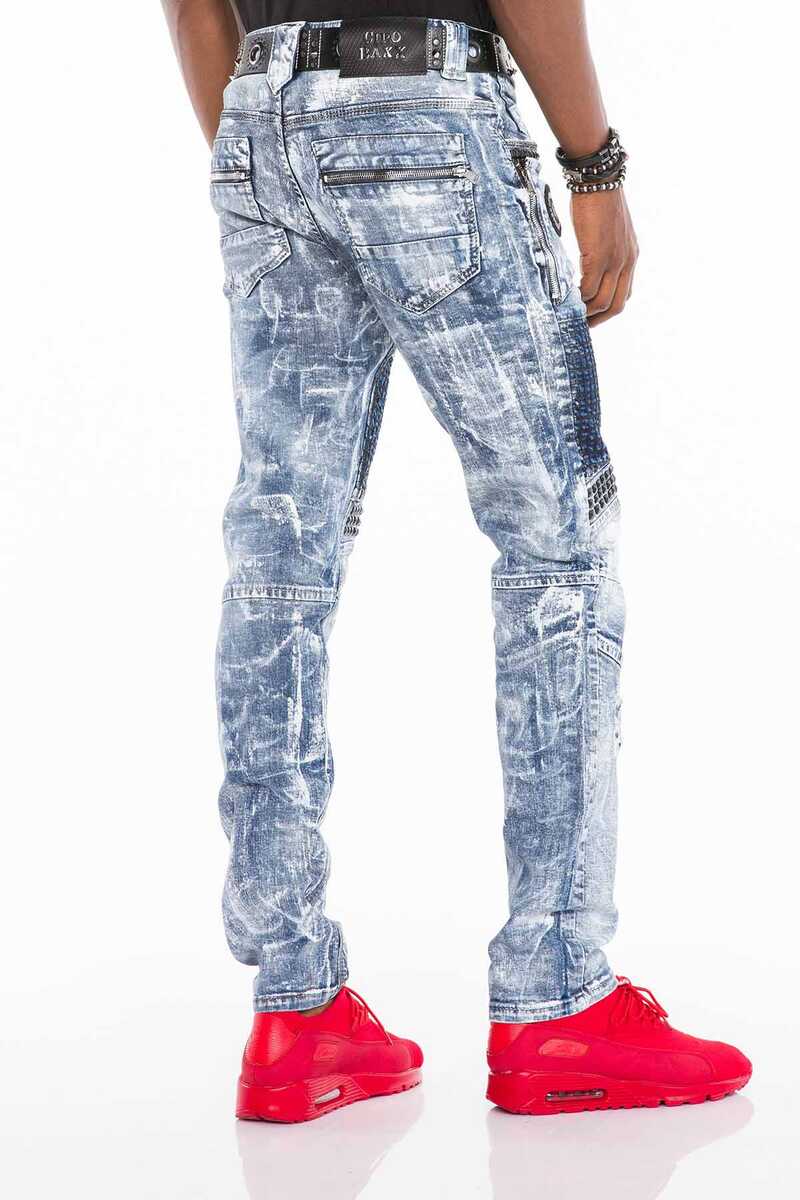 CD529 Metal Embellished Hand-Painted Men's Jeans