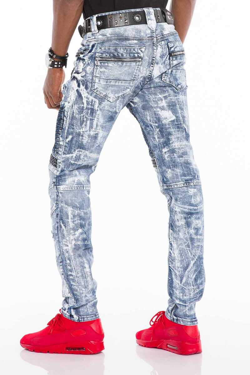 CD529 Metal Embellished Hand-Painted Men's Jeans
