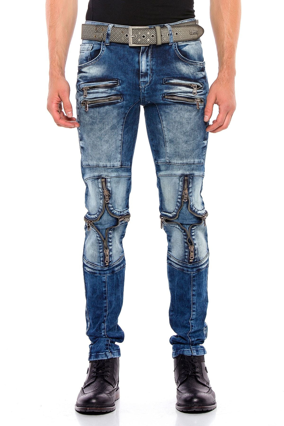 CD551 ZipperEdge Street Style Skinny Fit Men's Pants