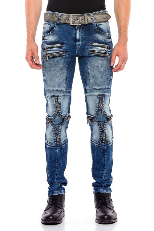 CD551 ZipperEdge Street Style Skinny Fit Men's Pants