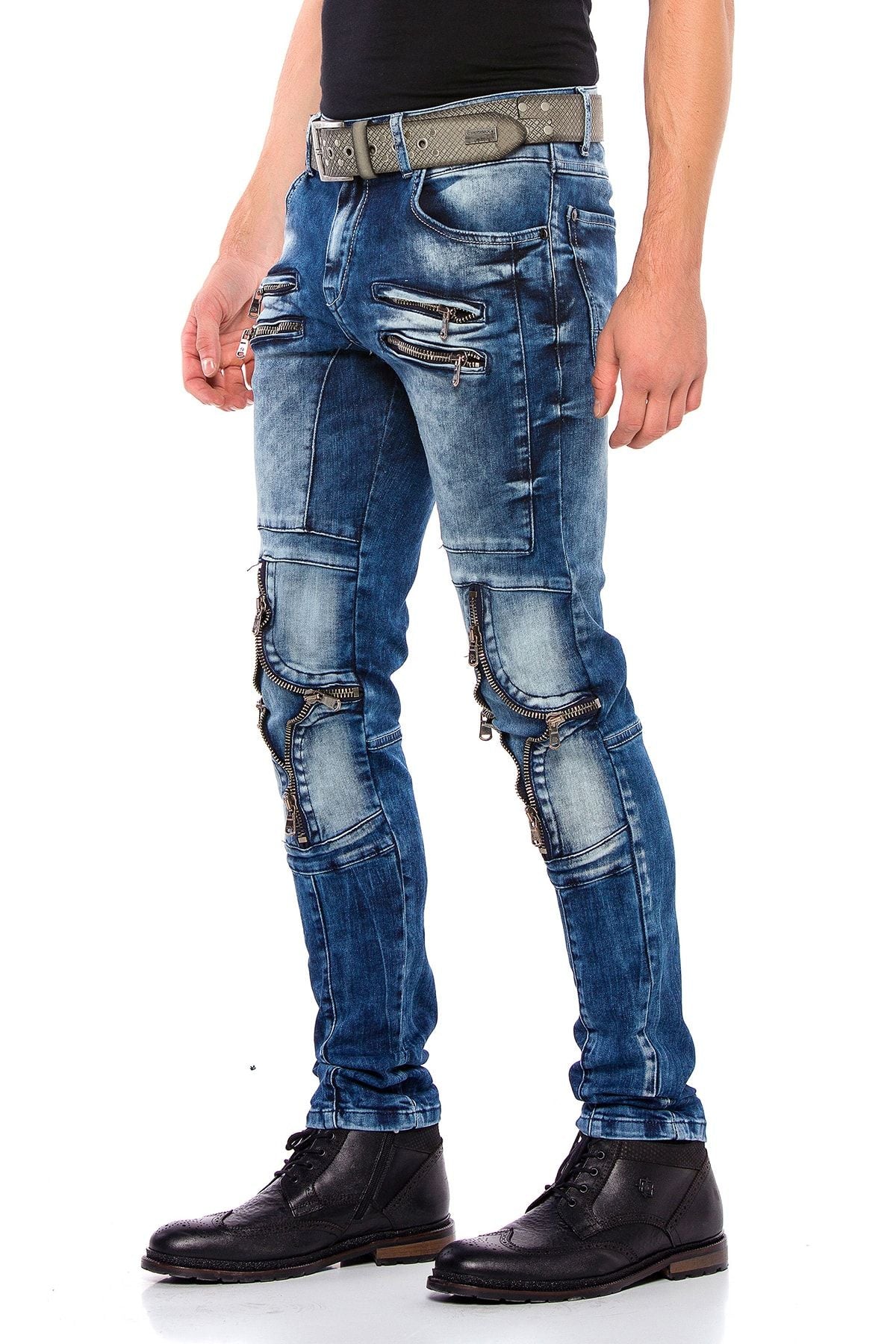 CD551 ZipperEdge Street Style Skinny Fit Men's Pants