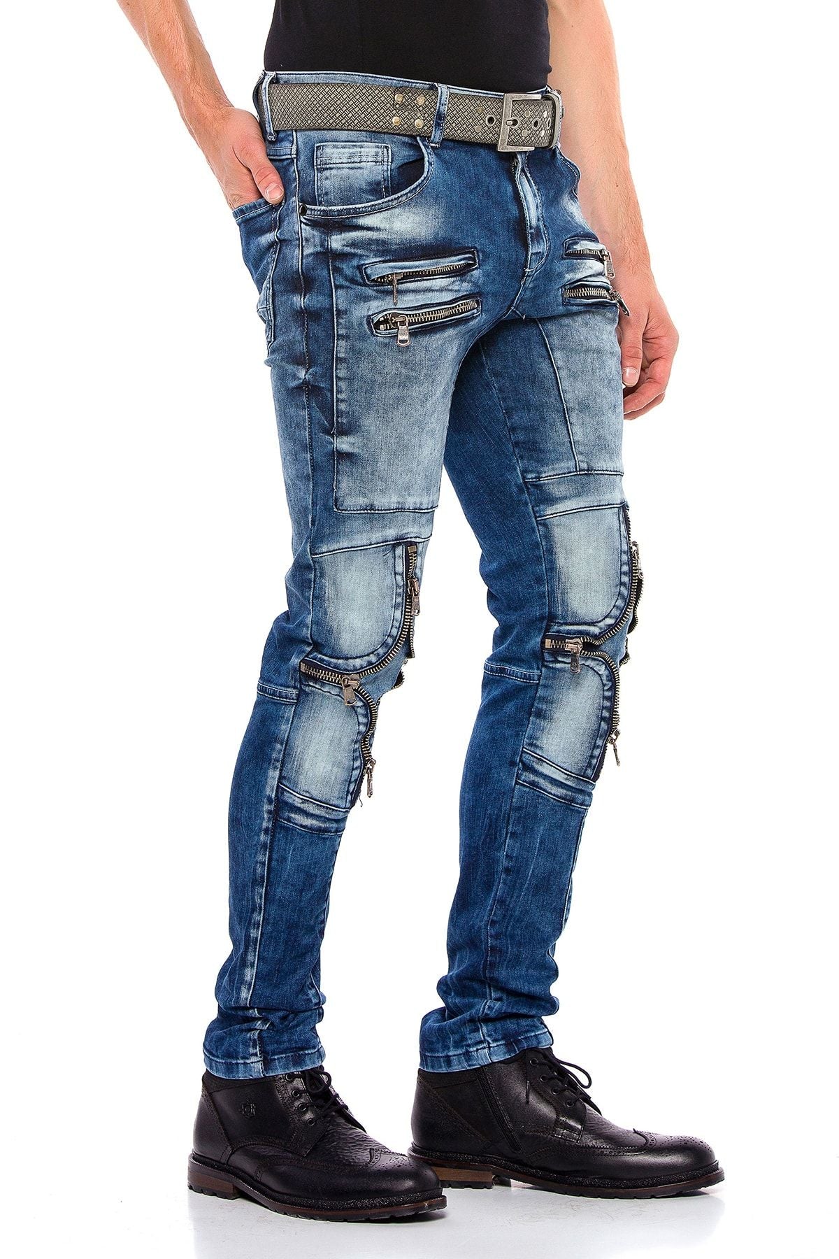CD551 ZipperEdge Street Style Skinny Fit Men's Pants