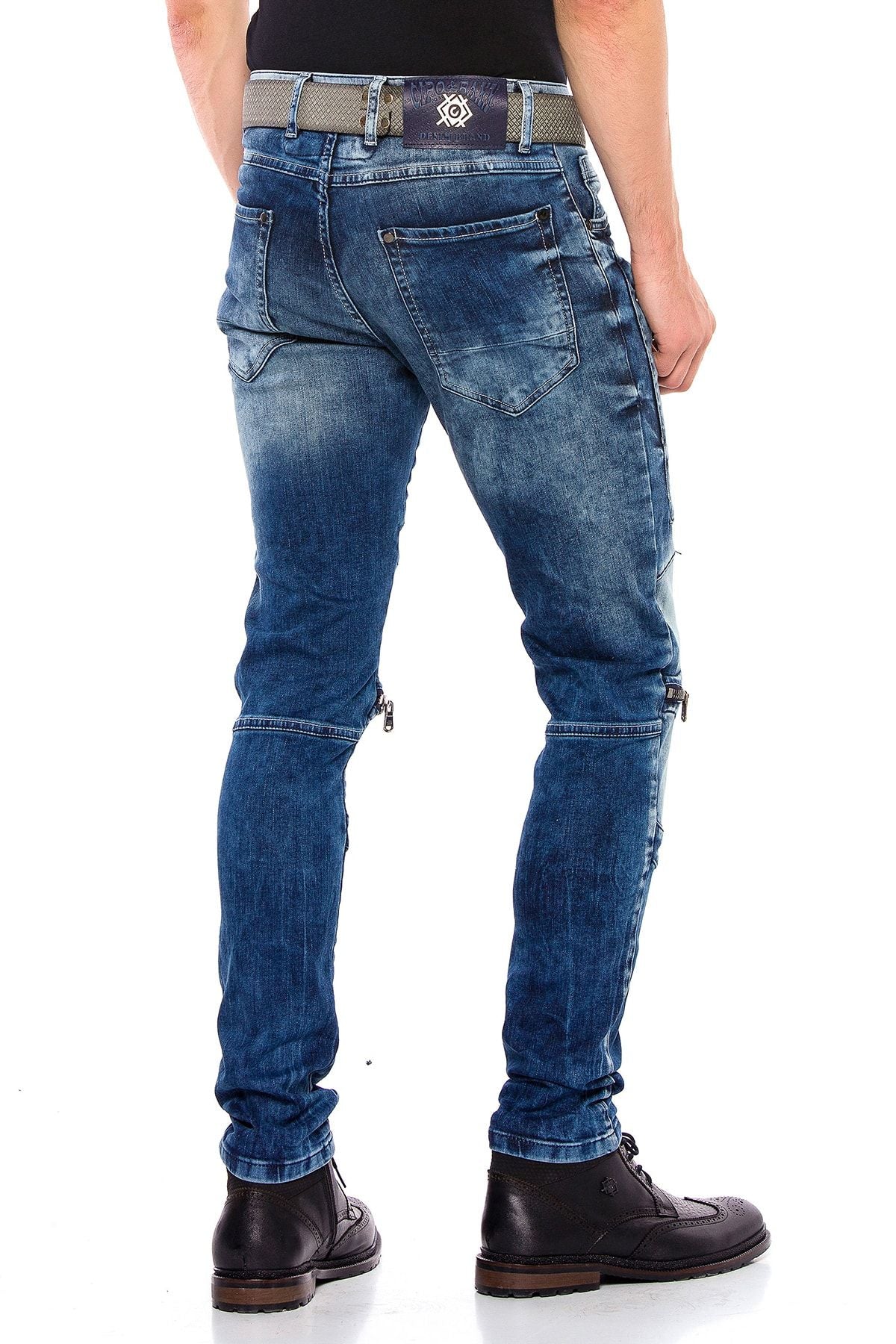 CD551 ZipperEdge Street Style Skinny Fit Men's Pants