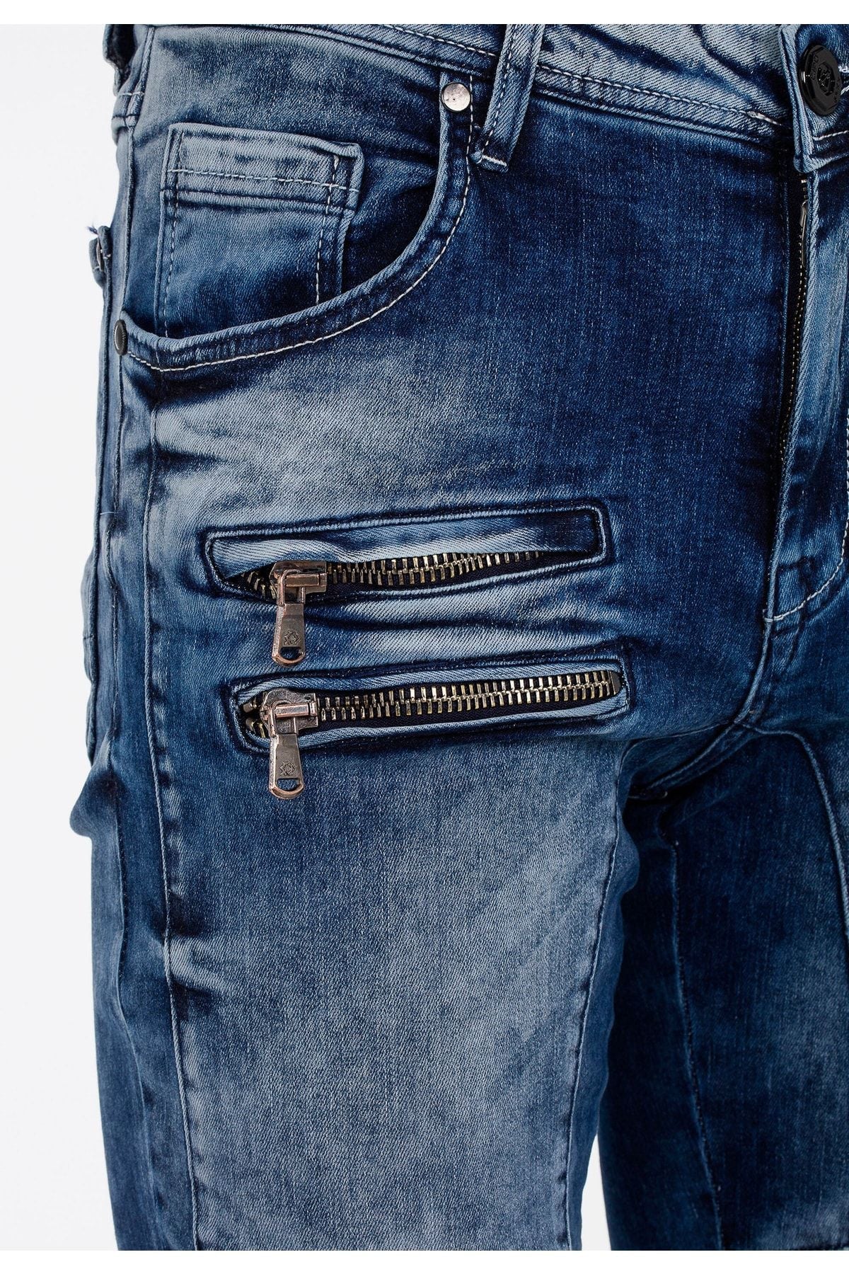 CD551 ZipperEdge Street Style Skinny Fit Men's Pants