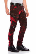 CD558 Shadow Pattern Stone & Zip Cargo Pants