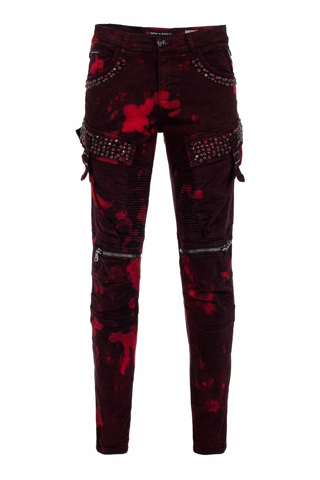 CD558 Shadow Pattern Stone & Zip Cargo Pants