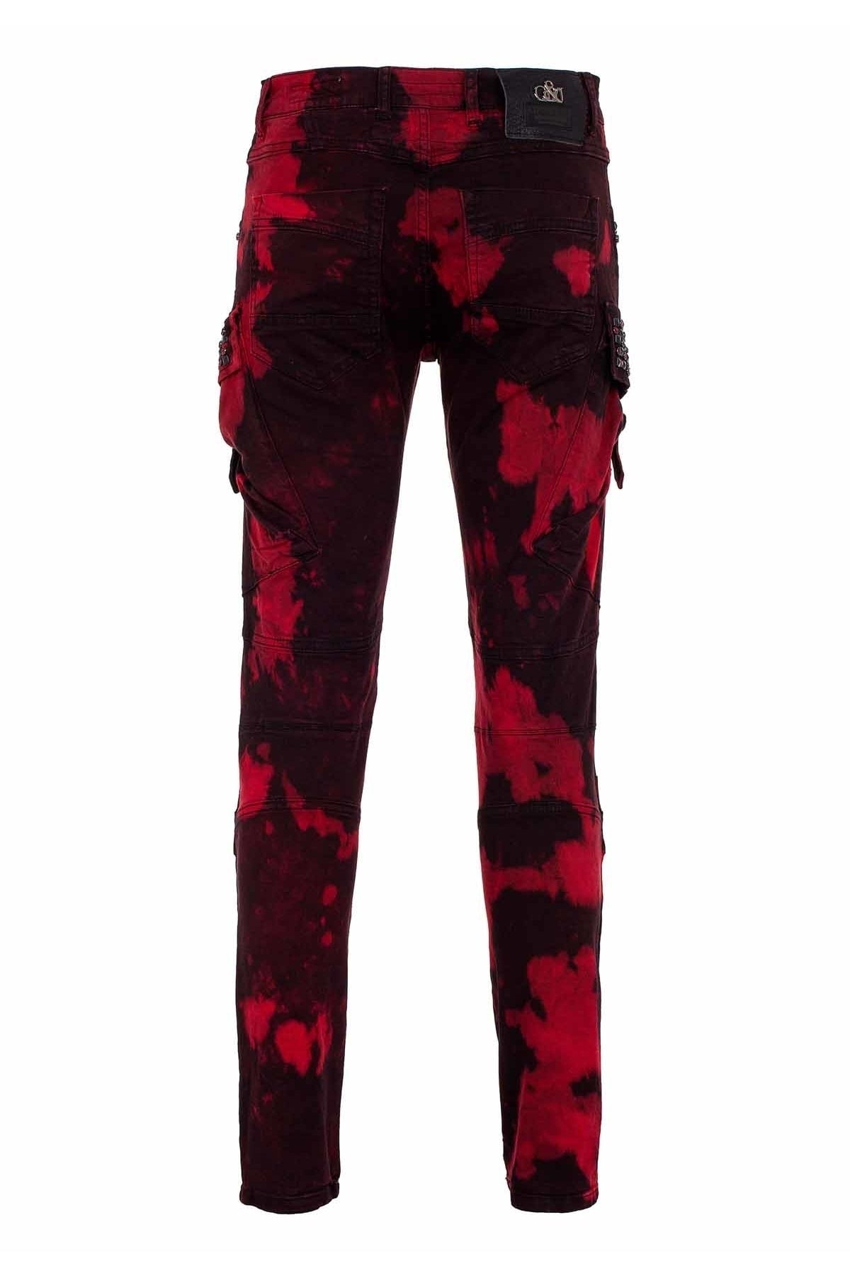 CD558 Shadow Pattern Stone & Zip Cargo Pants