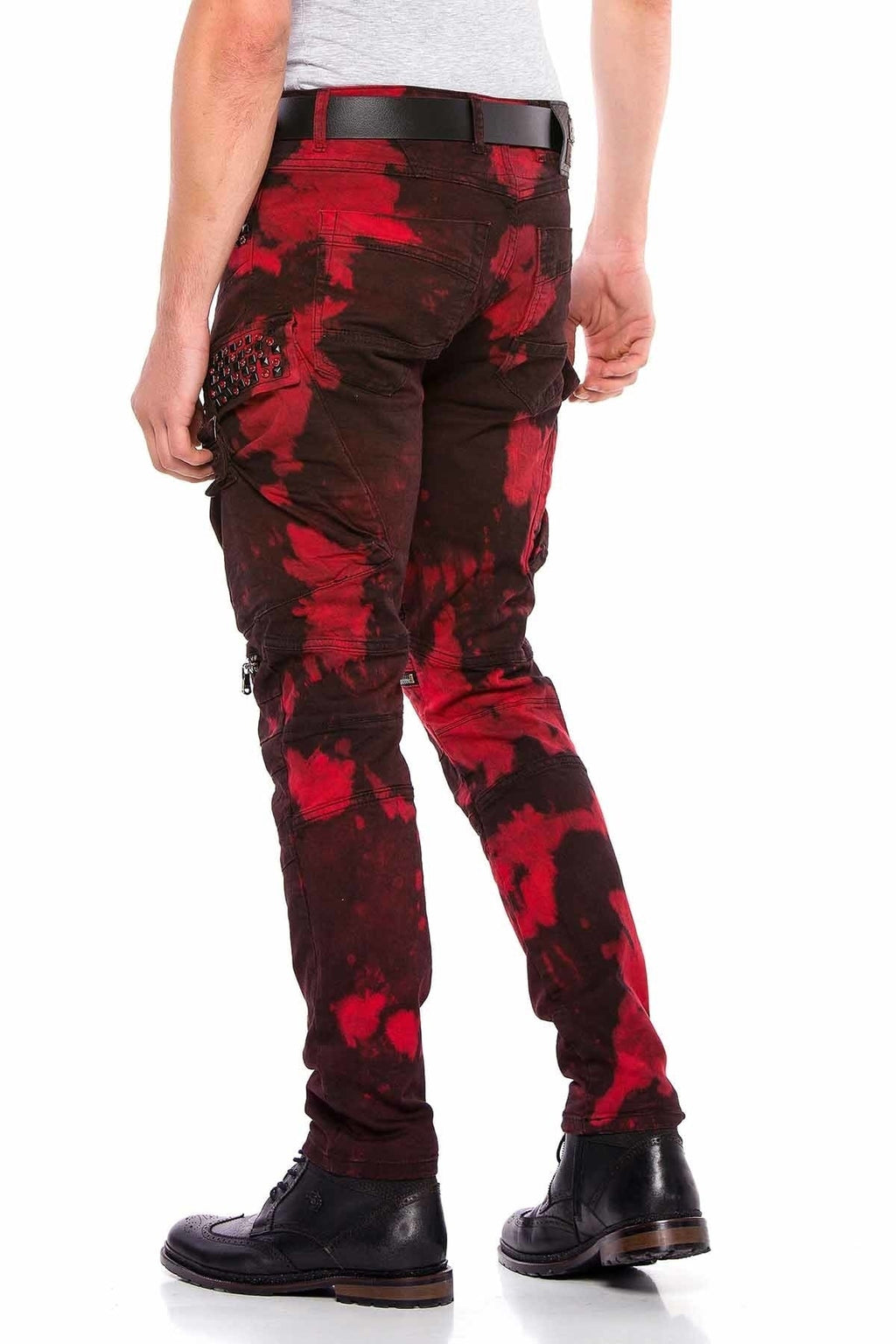 CD558 Shadow Pattern Stone & Zip Cargo Pants