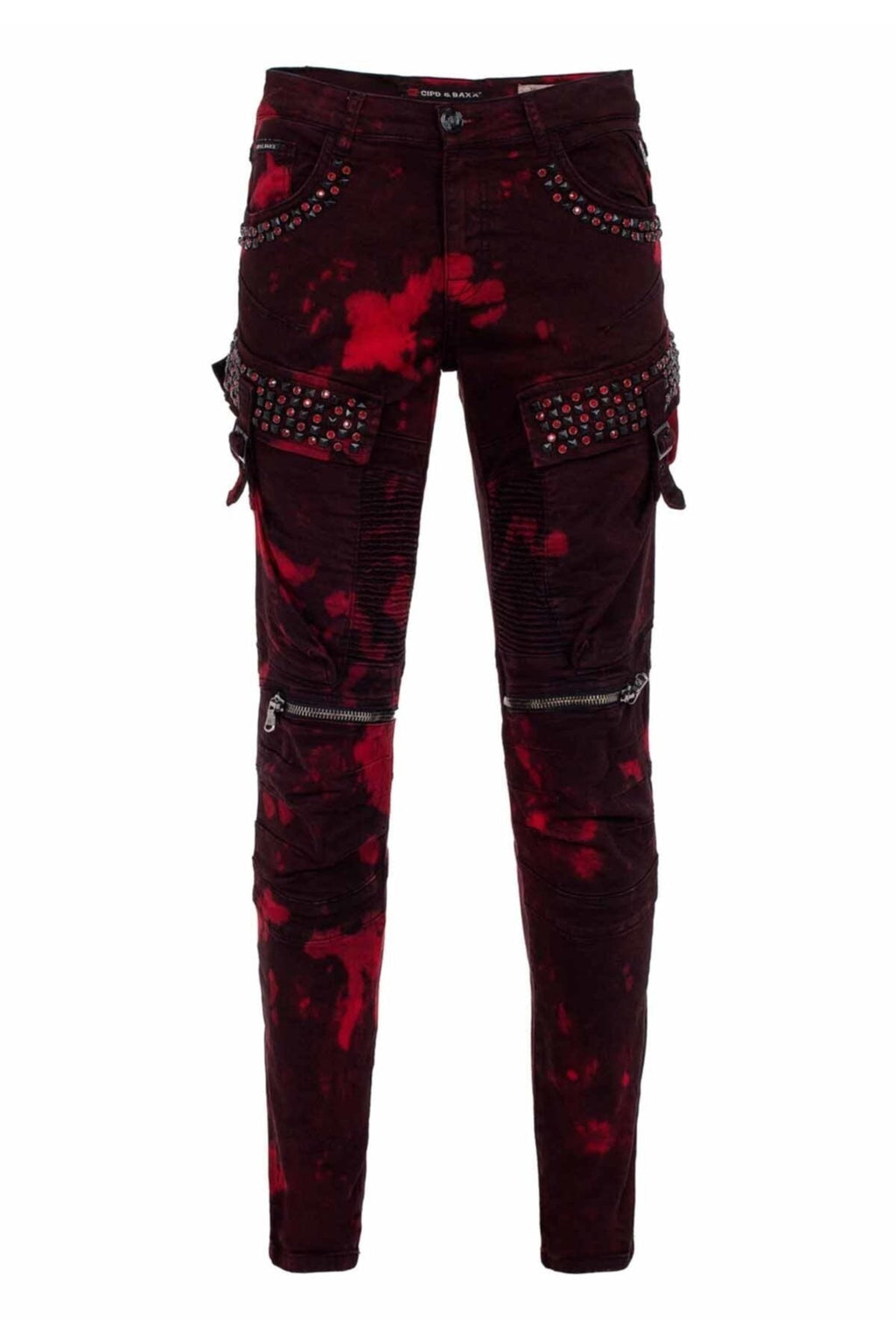 CD558 Shadow Pattern Stone & Zip Cargo Pants