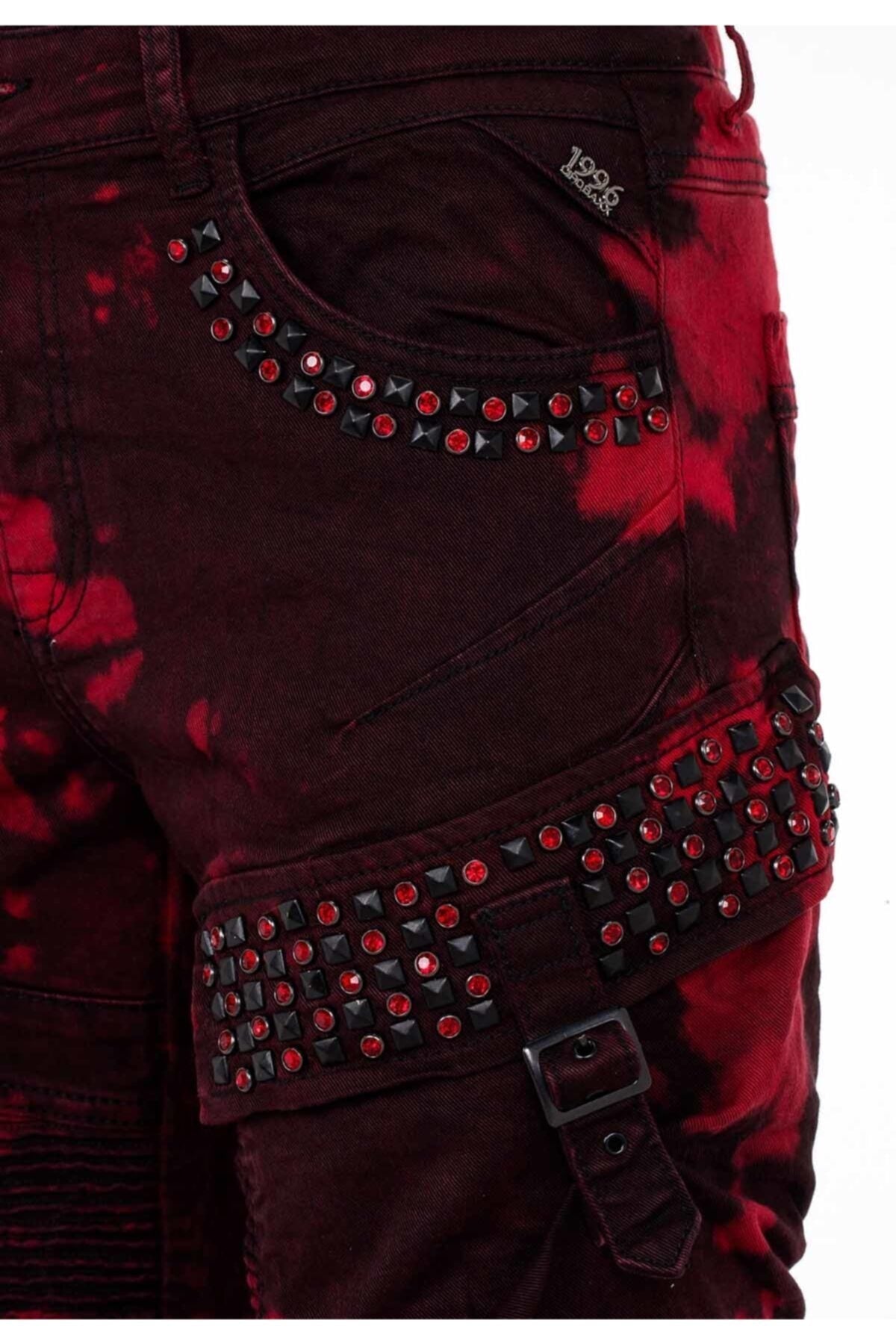 CD558 Shadow Pattern Stone & Zip Cargo Pants