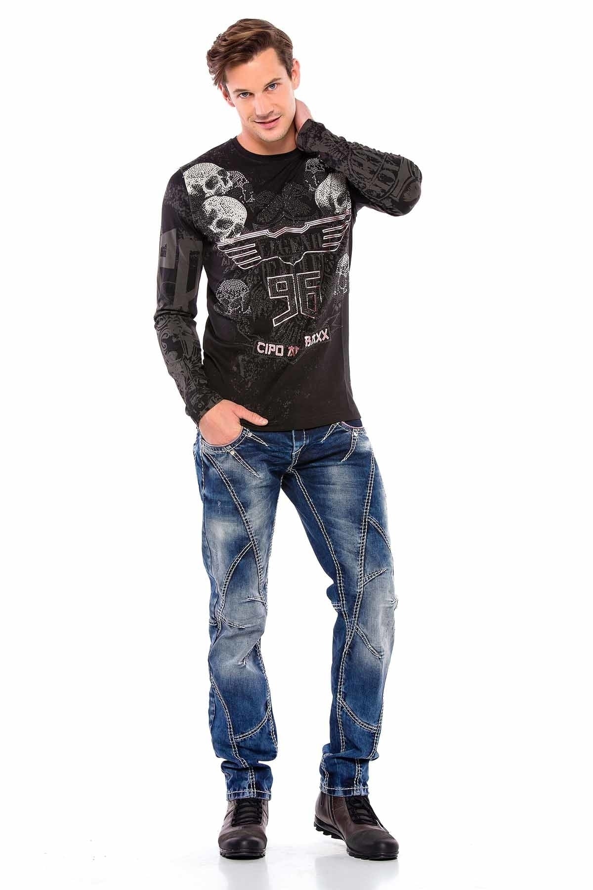 CD563 Paneled Stitch Regular Fit Jeans