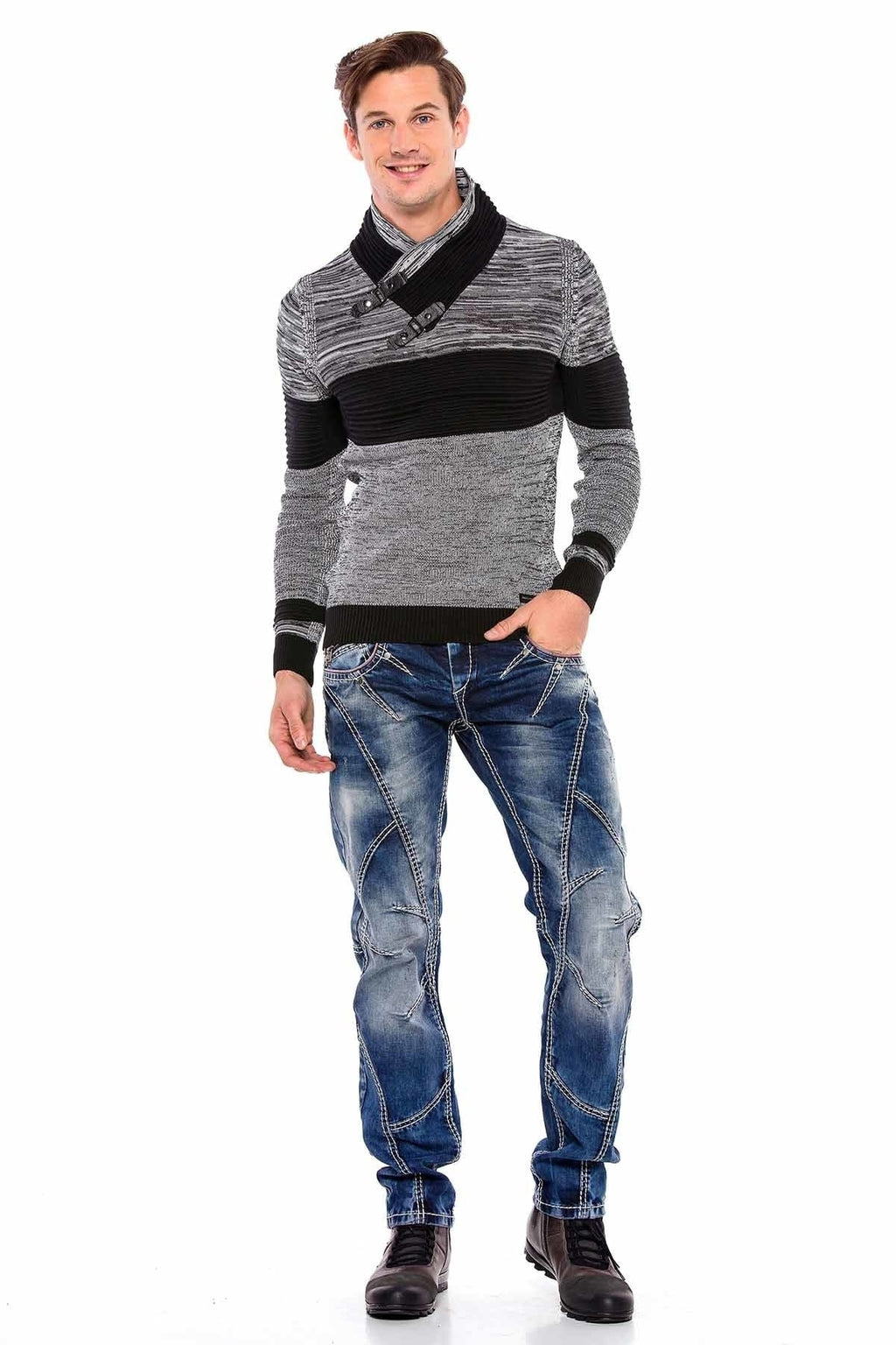 CD563 Paneled Stitch Regular Fit Jeans