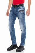 CD577 Panel Stitch Slim Men's Jeans