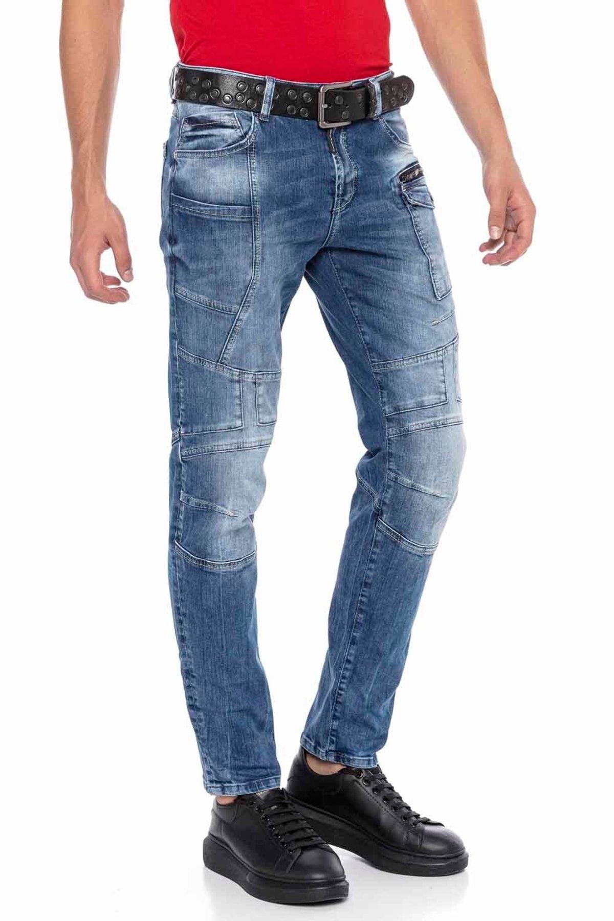 CD577 Panel Stitch Slim Men's Jeans