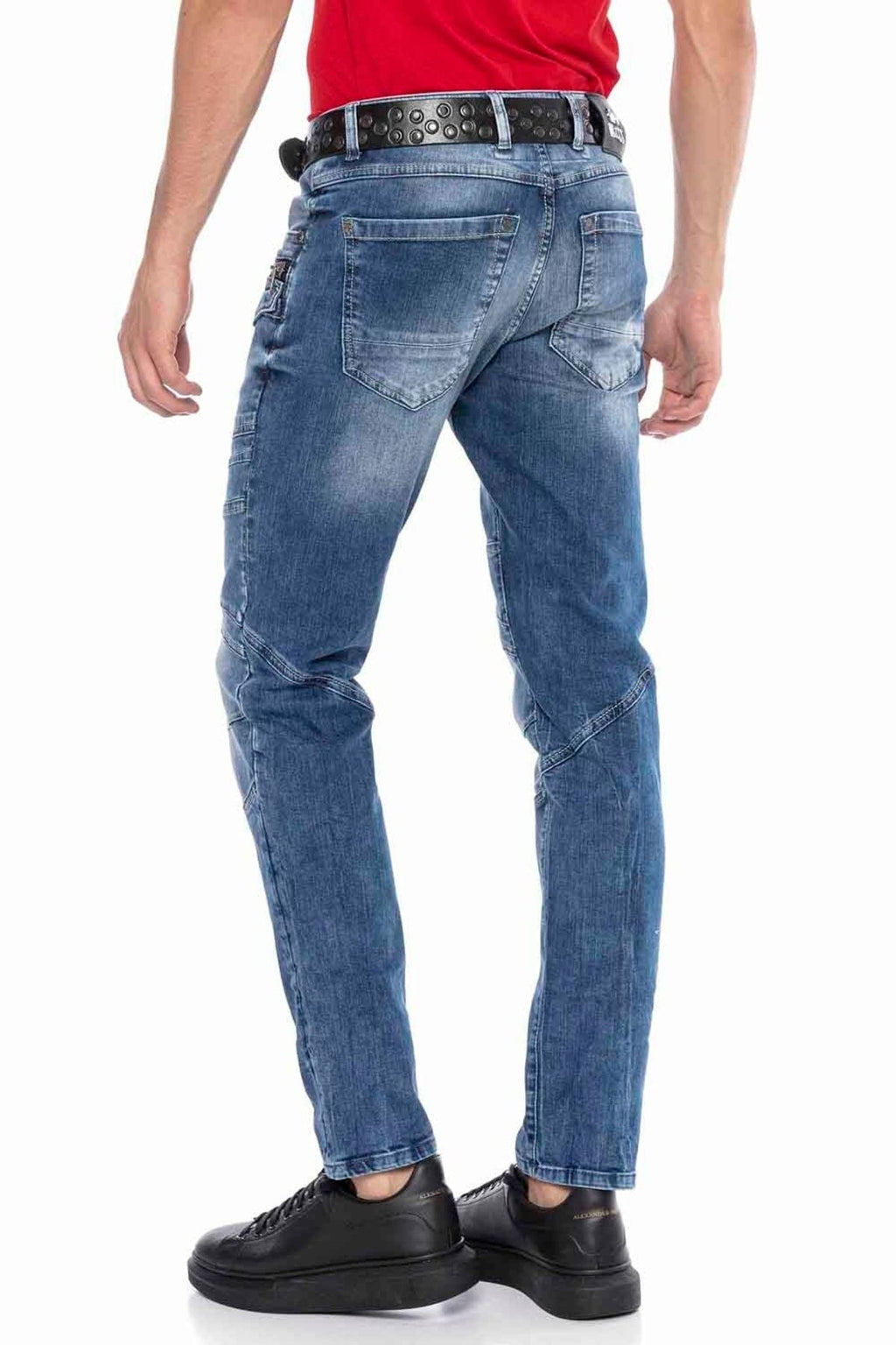 CD577 Panel Stitch Slim Men's Jeans
