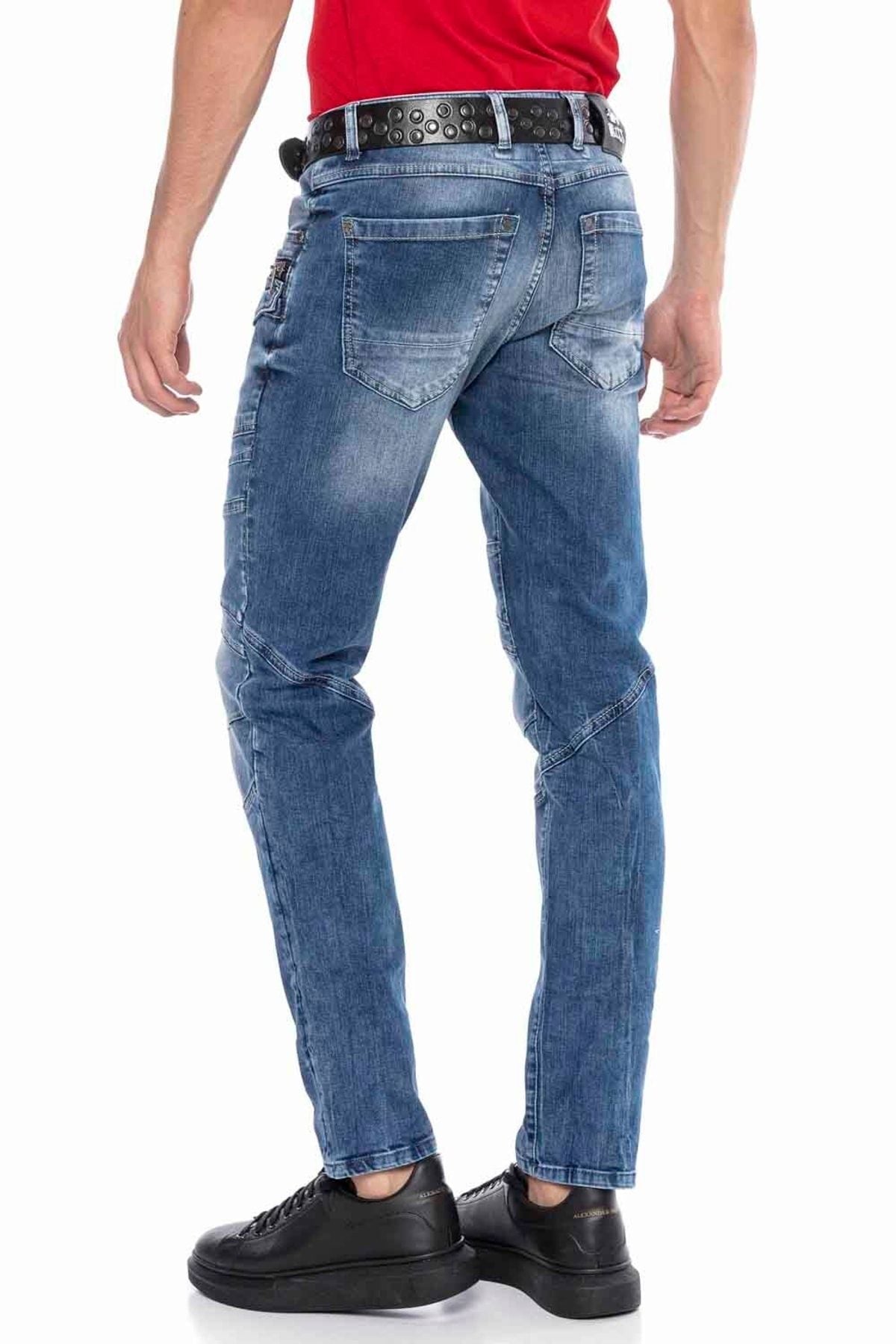 CD577 Panel Stitch Slim Men's Jeans