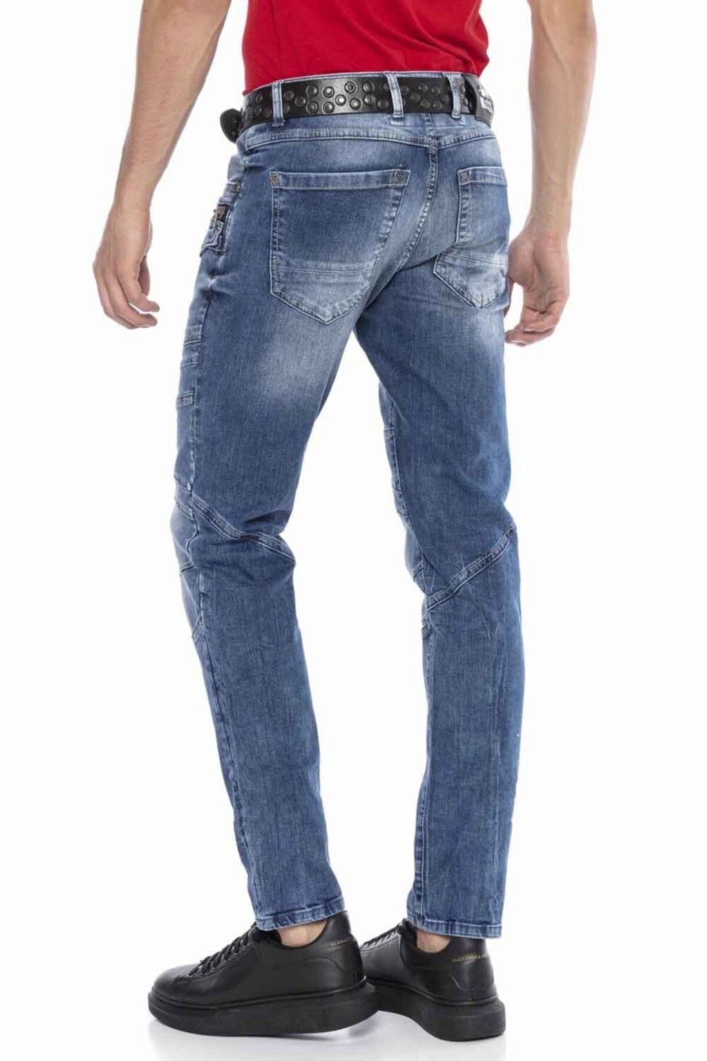 CD577 Panel Stitch Slim Men's Jeans