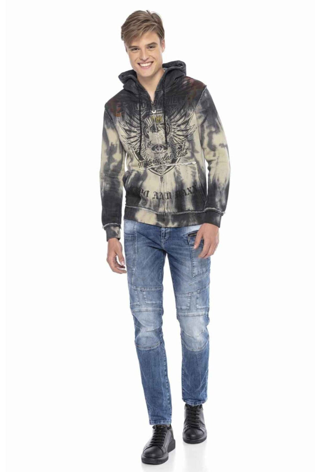 CD577 Panel Stitch Slim Men's Jeans