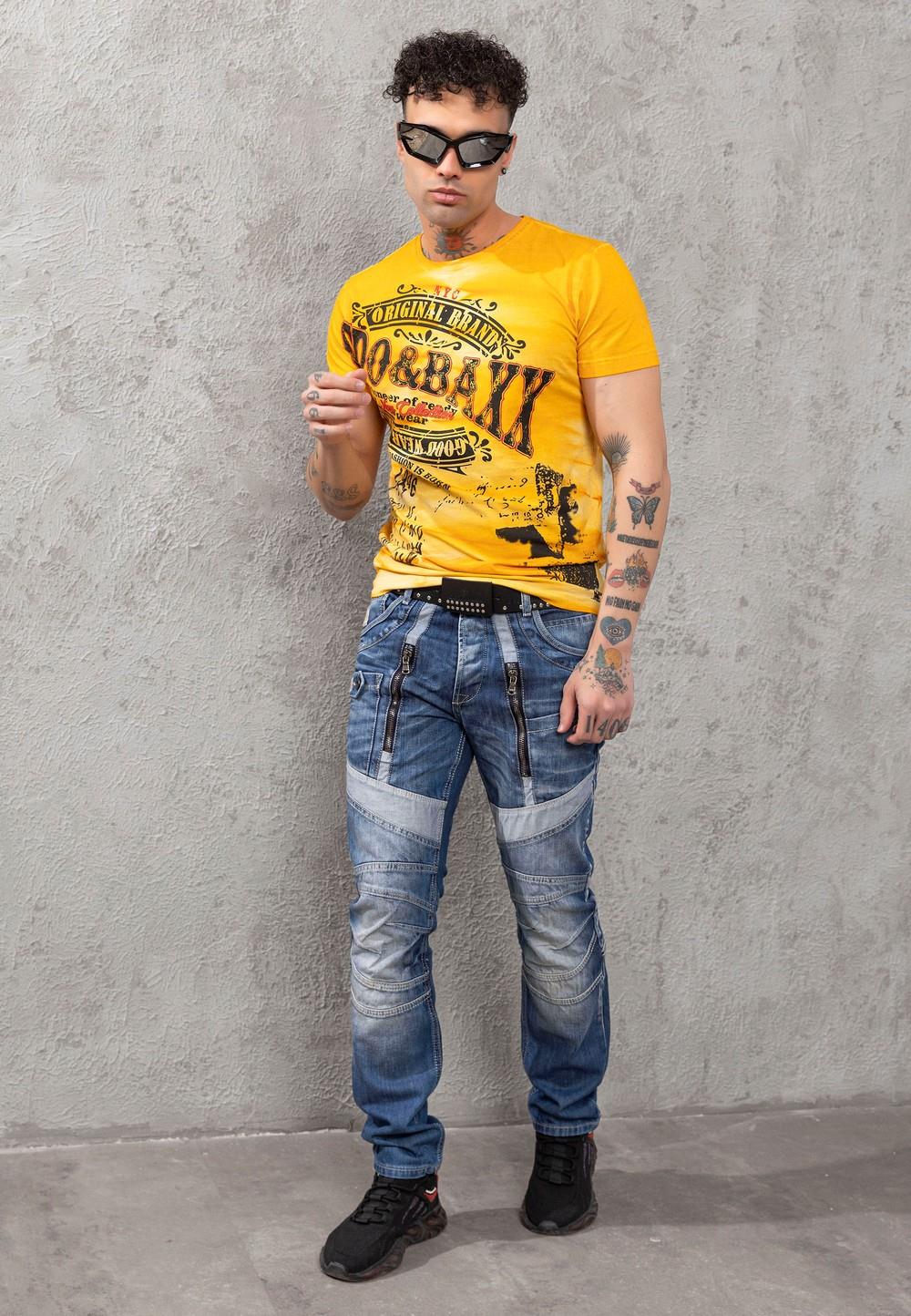 CD576 Panel Stitch Slim Fit Men's Jeans