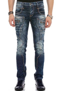 CD584 Paneled Stitch Low-Rise Vintage Men's Jeans