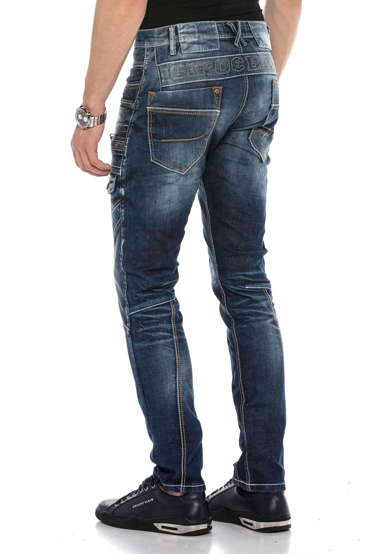 CD584 Paneled Stitch Low-Rise Vintage Men's Jeans