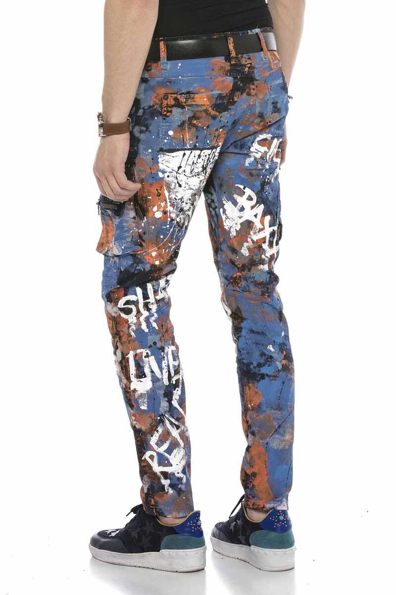 CD587 Color-Painted Cargo Pocket Men's Jeans