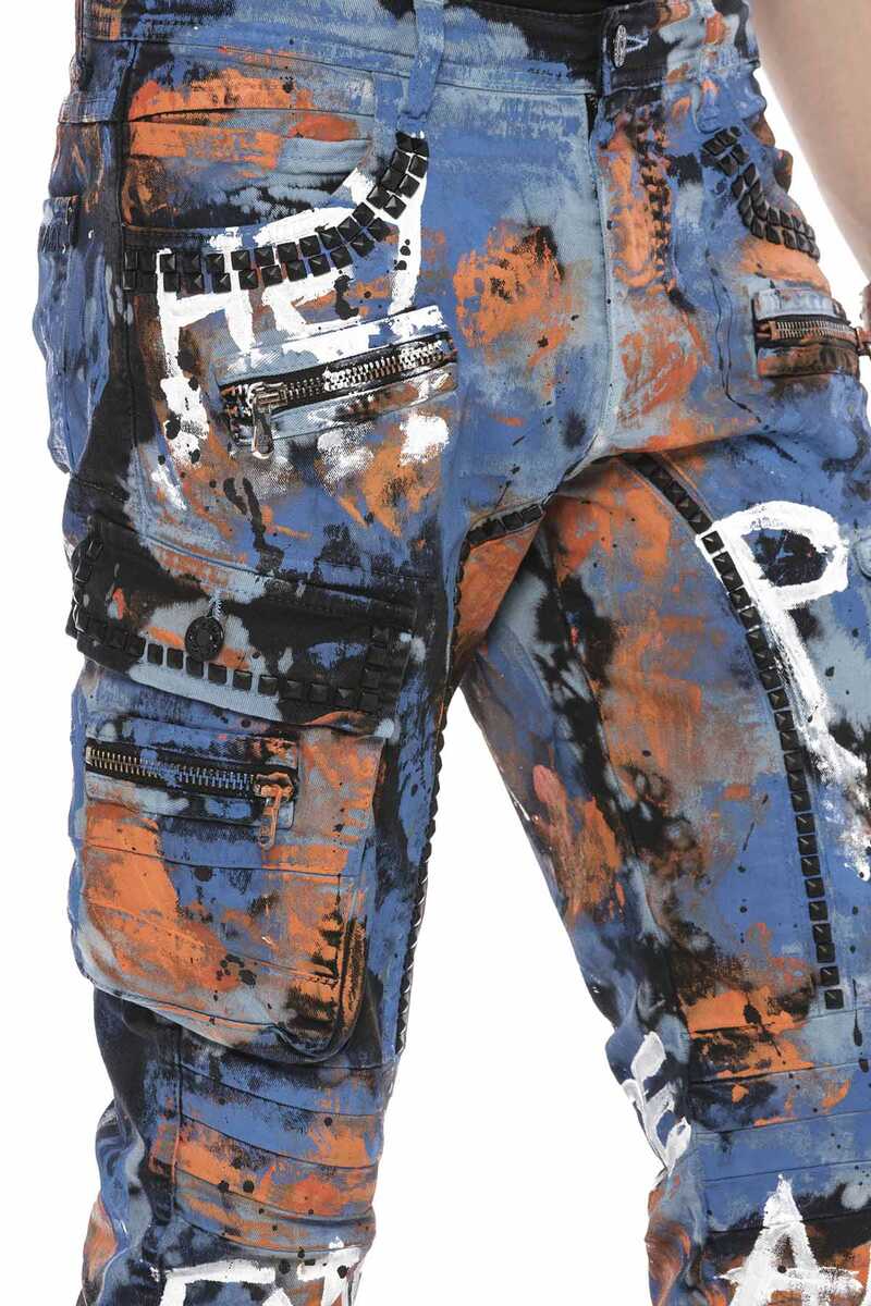 CD587 Color-Painted Cargo Pocket Men's Jeans
