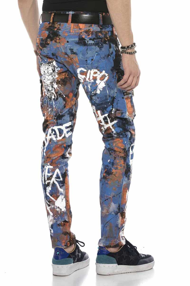 CD587 Color-Painted Cargo Pocket Men's Jeans