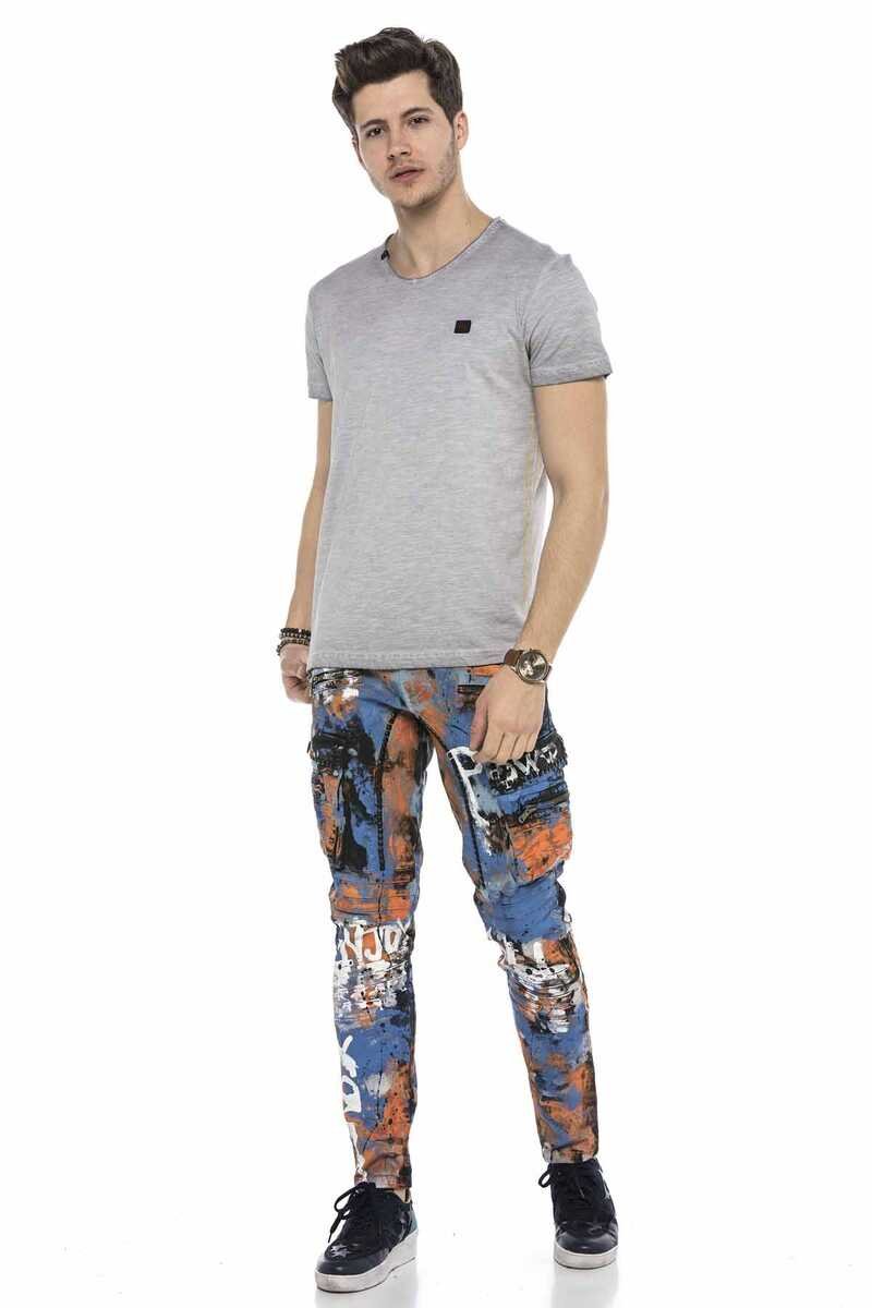 CD587 Color-Painted Cargo Pocket Men's Jeans