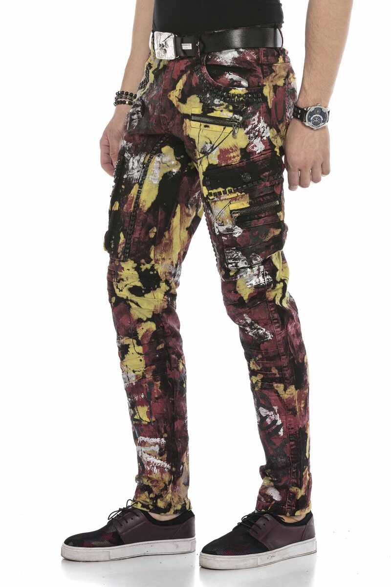 CD587 Color-Painted Cargo Pocket Men's Jeans
