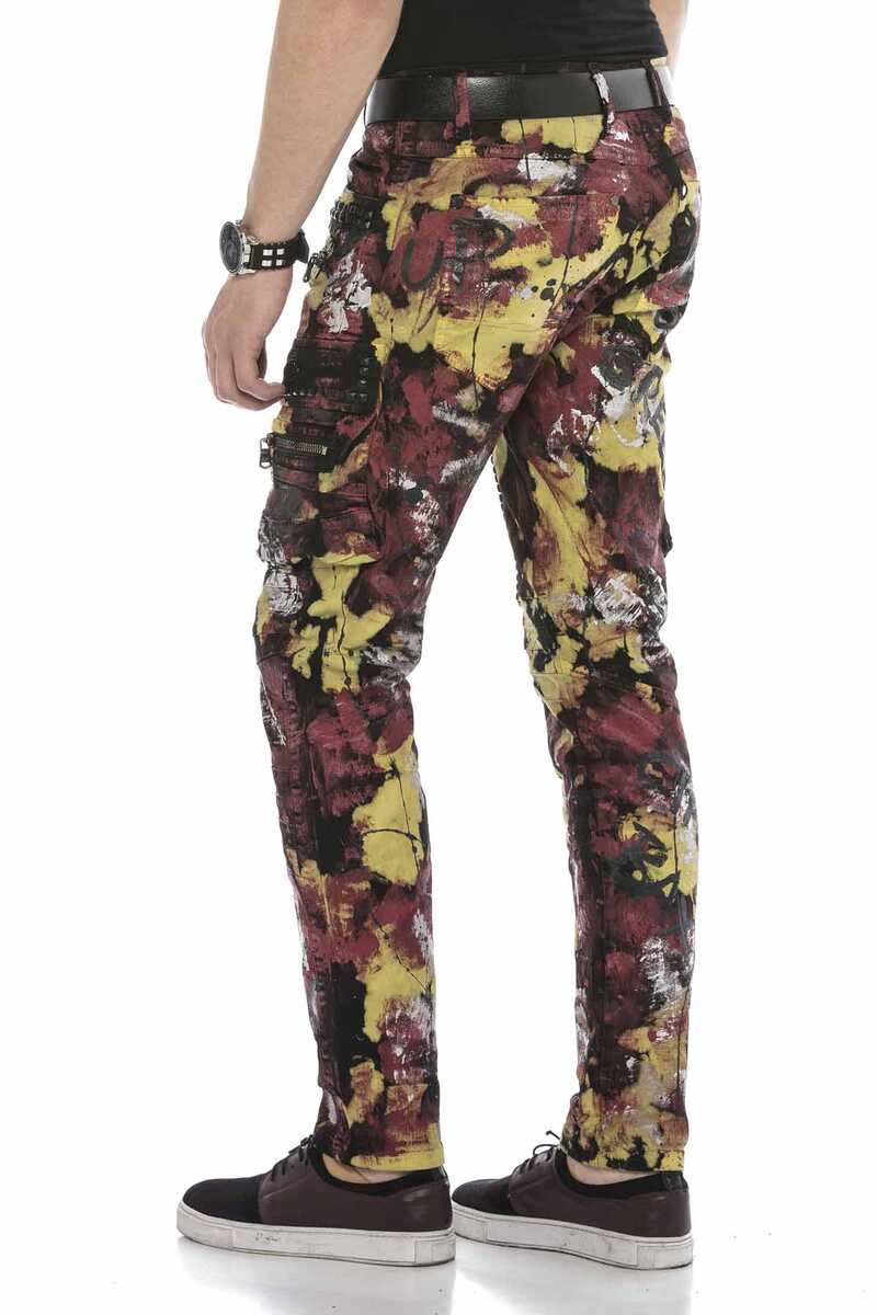 CD587 Color-Painted Cargo Pocket Men's Jeans