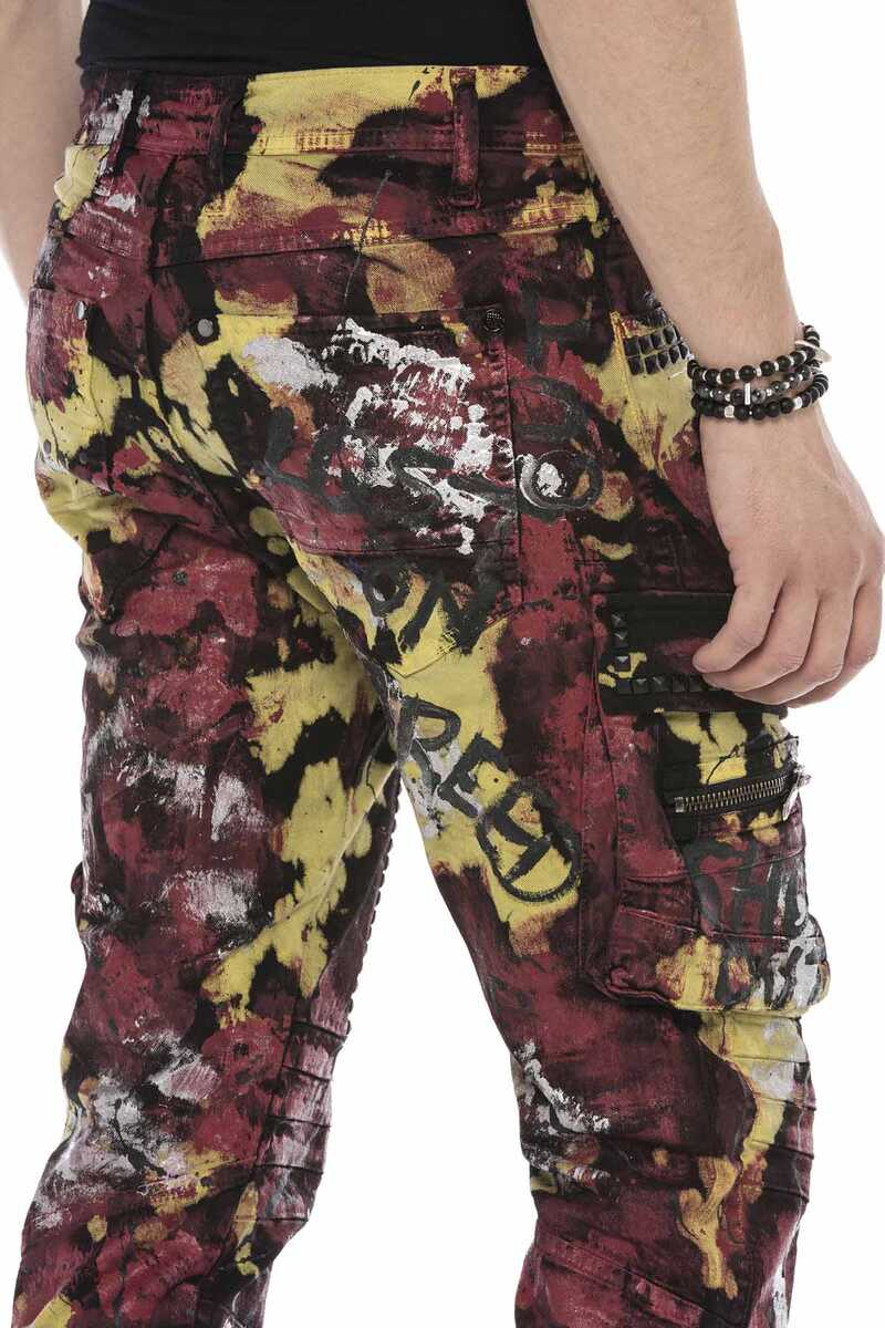 CD587 Color-Painted Cargo Pocket Men's Jeans