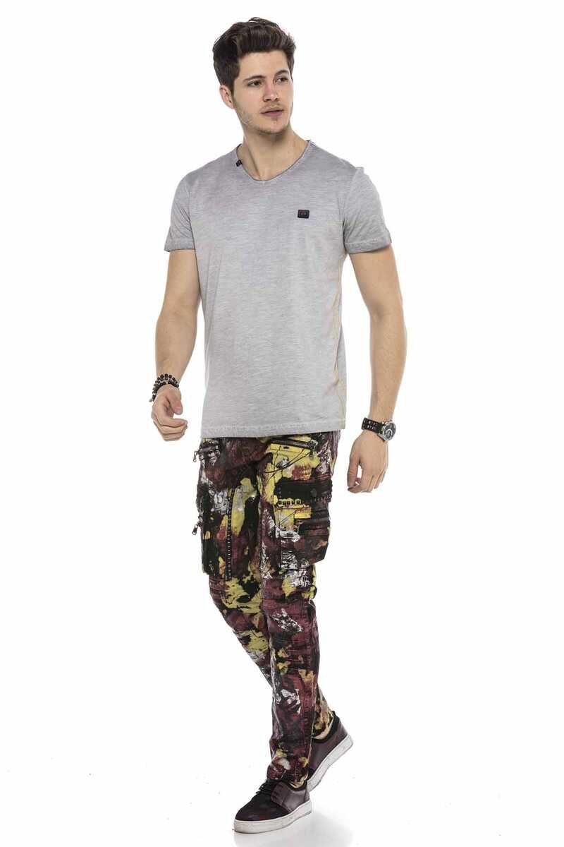 CD587 Color-Painted Cargo Pocket Men's Jeans