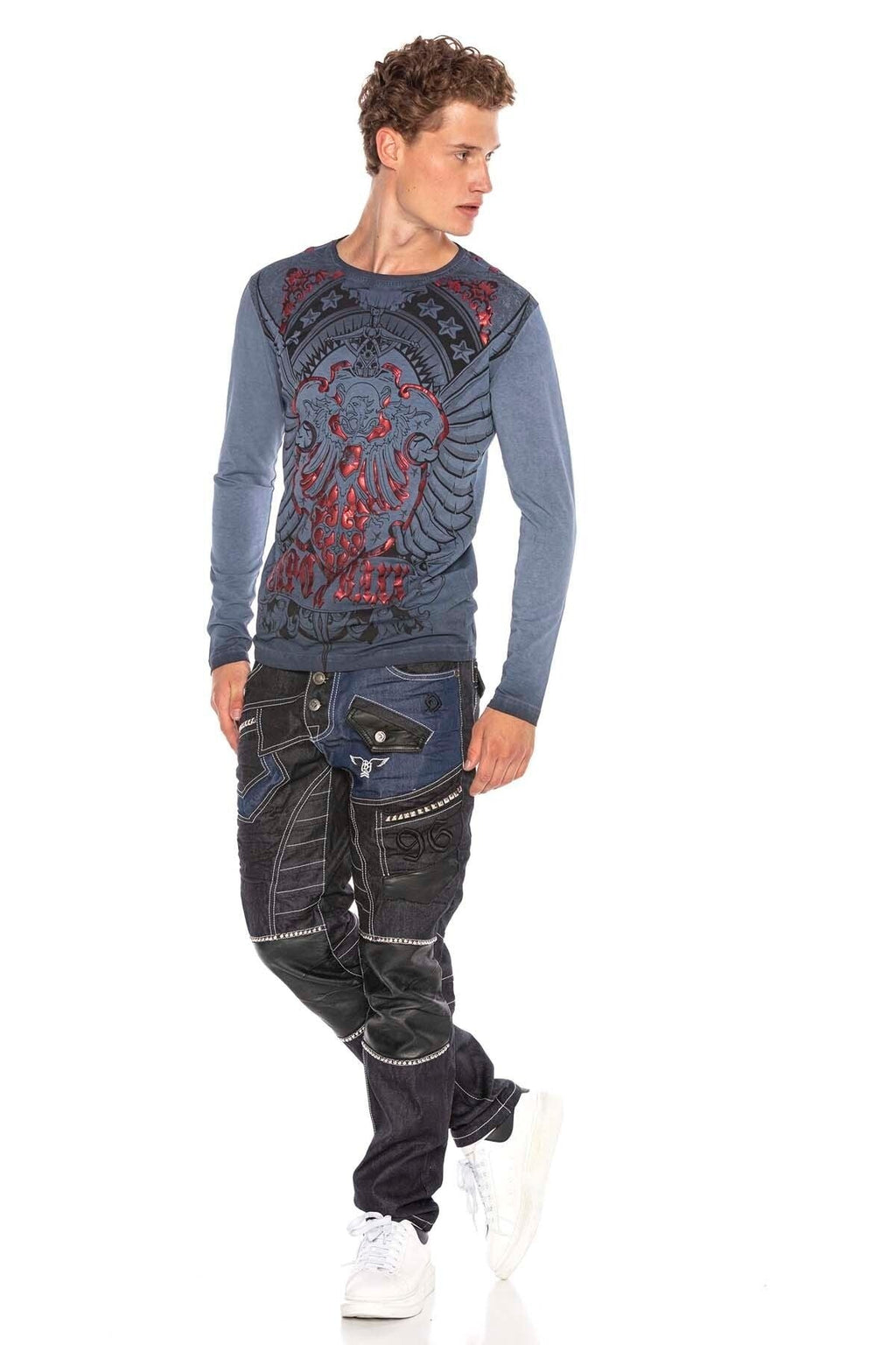 CD639 Low-Rise Baggy Rapper Men's Jeans