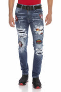 CD643 Crest Destroyed Slim Fit Men's Jeans