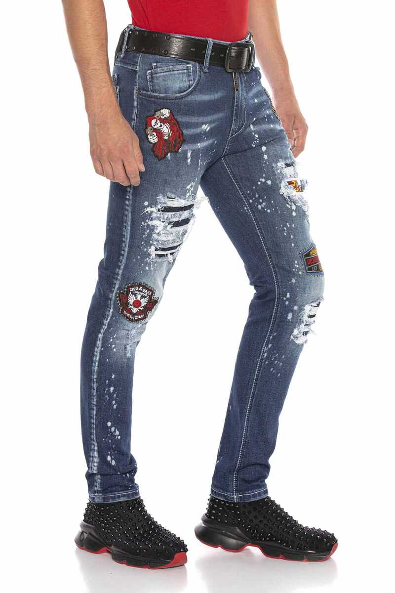 CD643 Crest Destroyed Slim Fit Men's Jeans