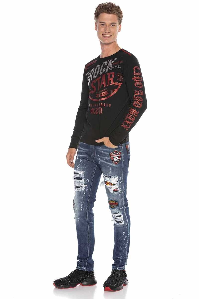 CD643 Crest Destroyed Slim Fit Men's Jeans
