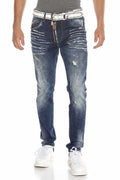 CD658 Painted Ripped Low-Rise Men's Jeans