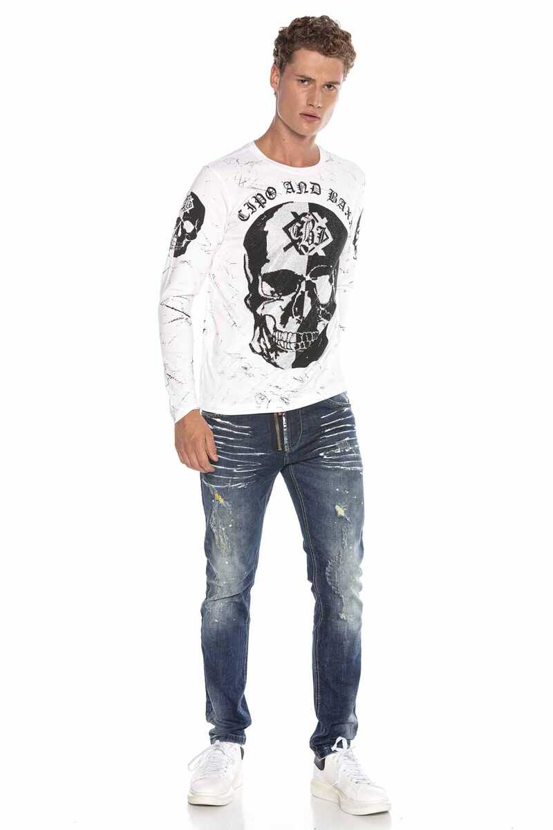 CD658 Painted Ripped Low-Rise Men's Jeans