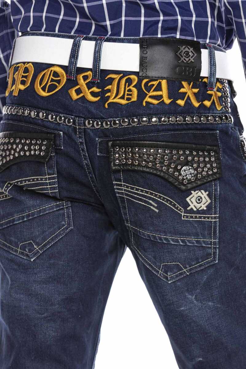 CD665 Yellow Embroidered Men's Jeans