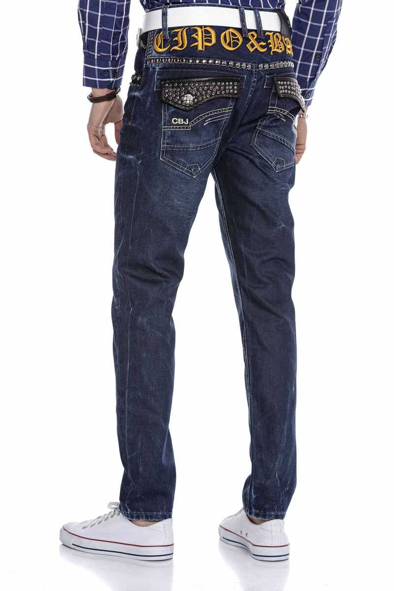 CD665 Yellow Embroidered Men's Jeans