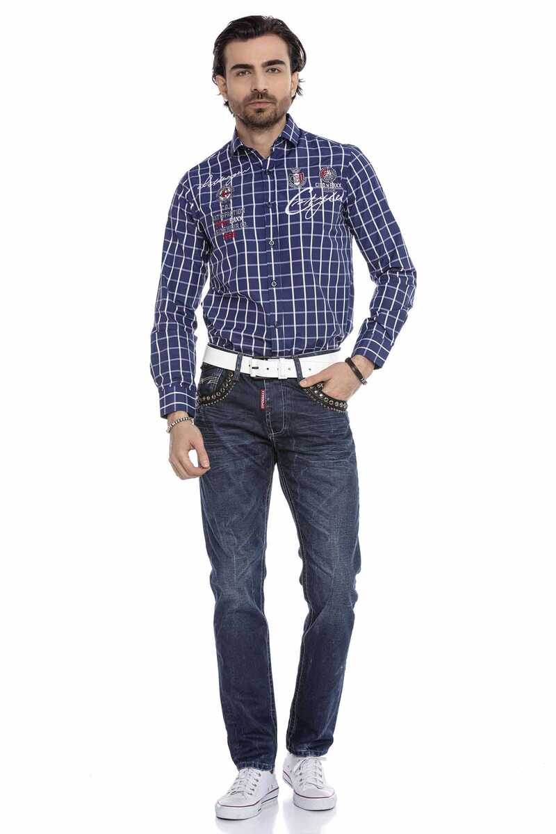 CD665 Yellow Embroidered Men's Jeans