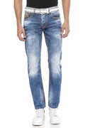 CD669 Heavy Stitch Detail Straight Fit Men's Jeans
