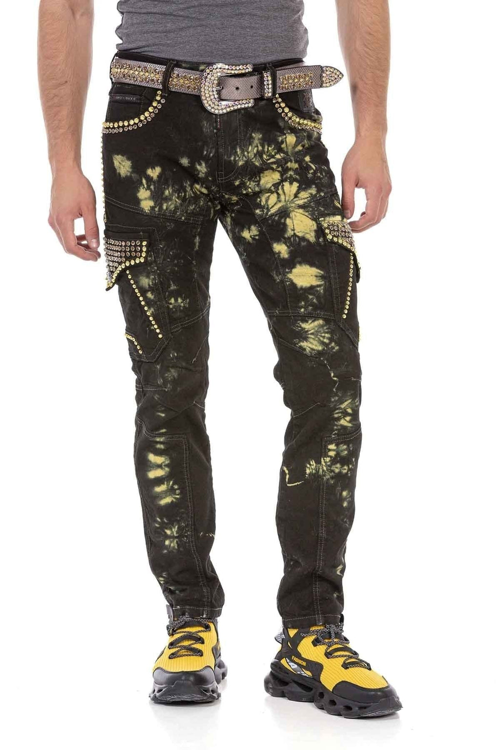CD677 Cargo Pocket Washed Fabric Men's Jeans