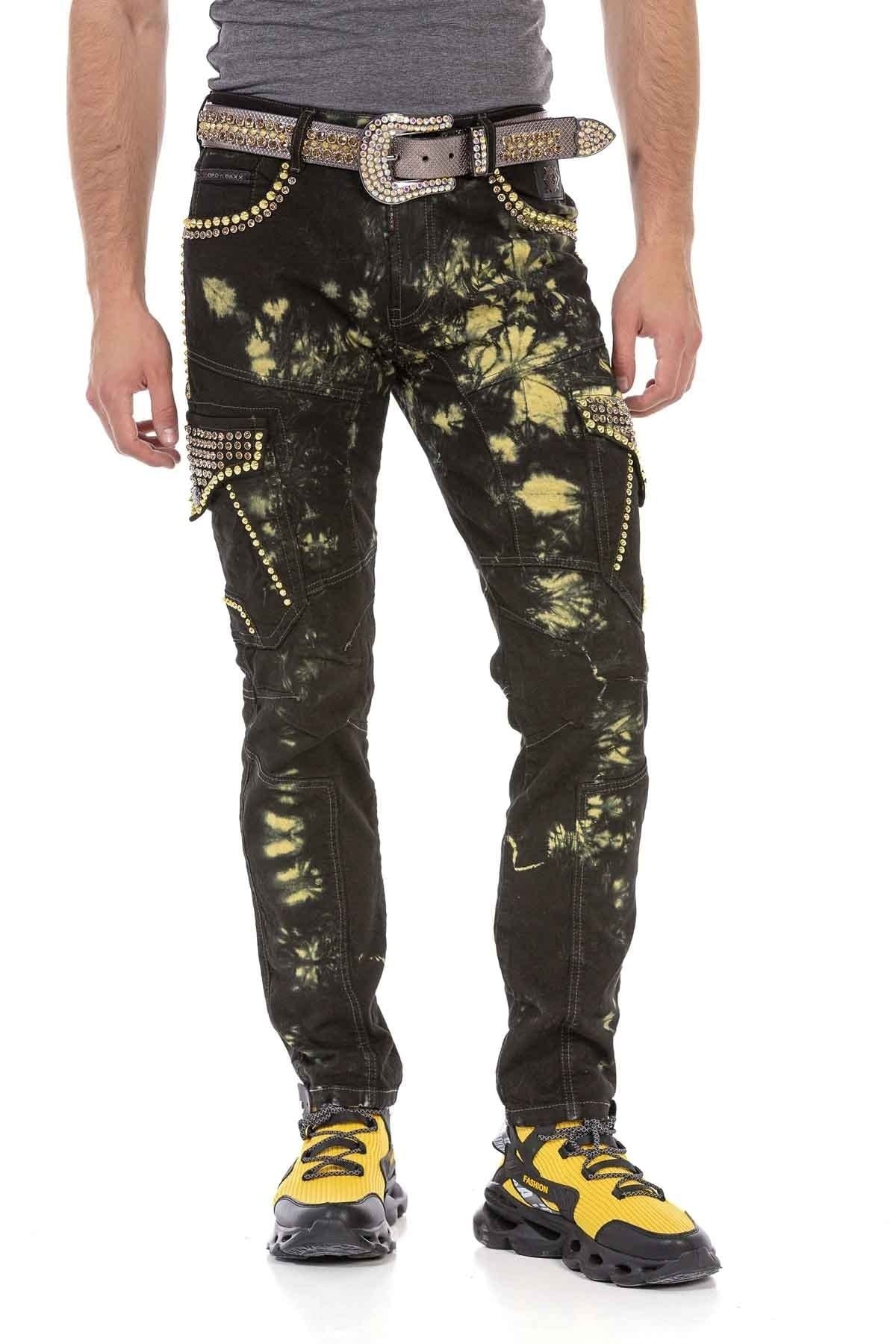 CD677 Cargo Pocket Washed Fabric Men's Jeans
