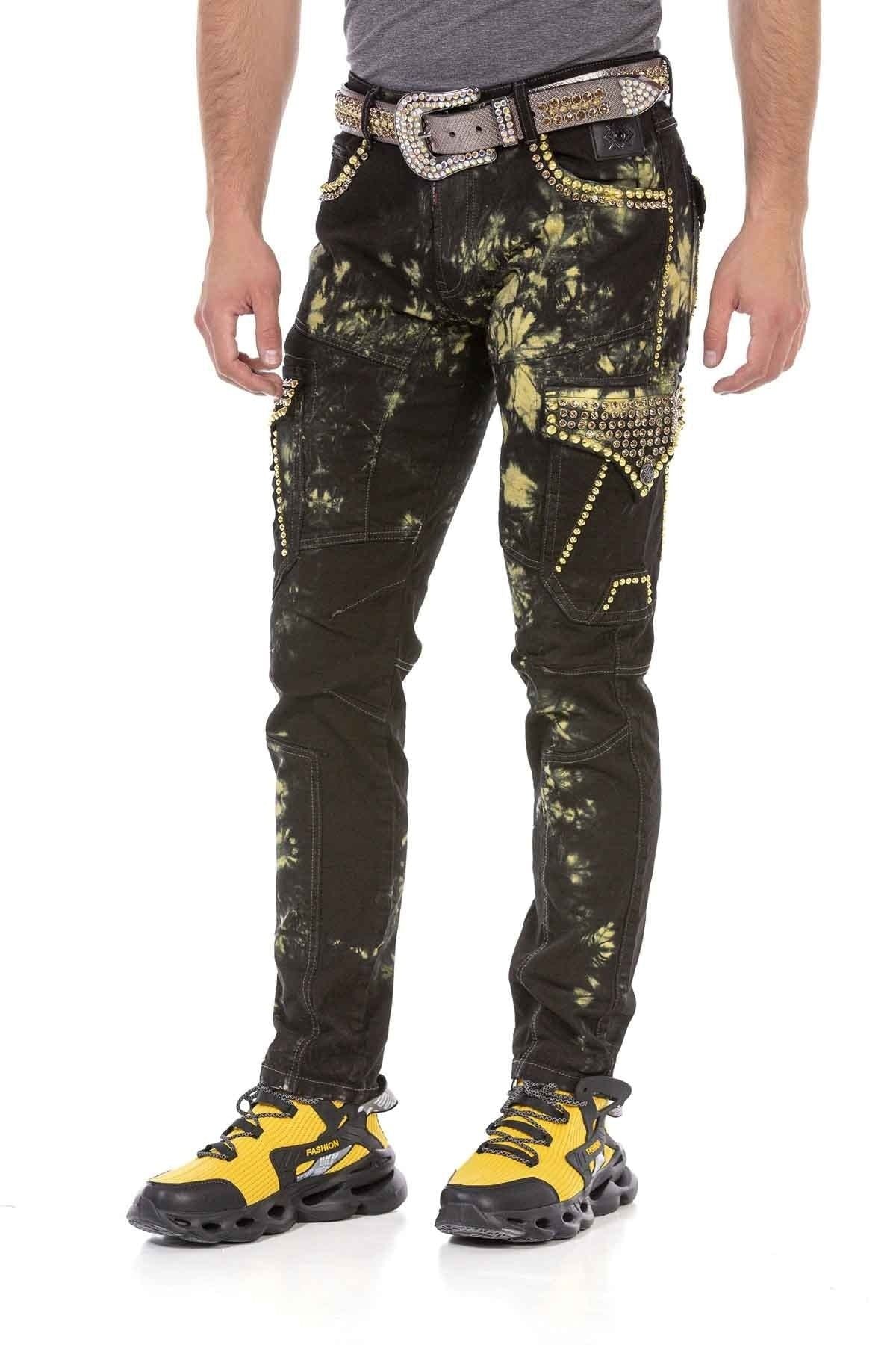 CD677 Cargo Pocket Washed Fabric Men's Jeans