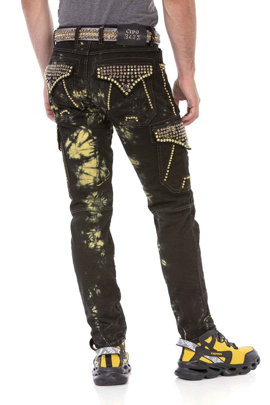 CD677 Cargo Pocket Washed Fabric Men's Jeans