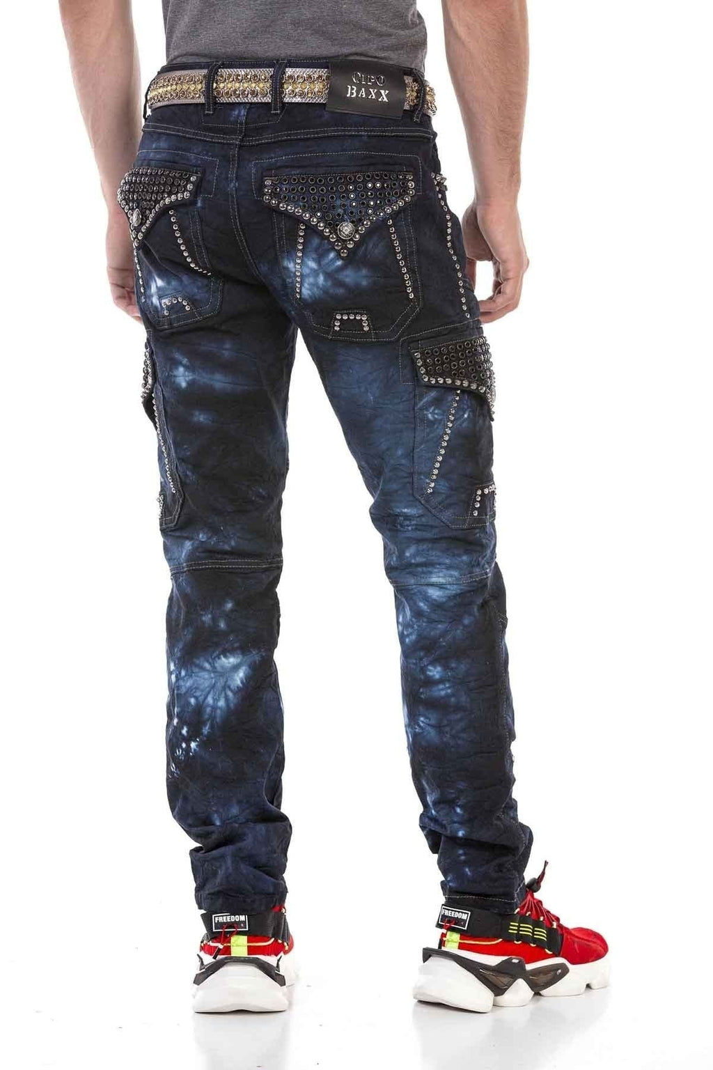 CD677 Cargo Pocket Washed Fabric Men's Jeans