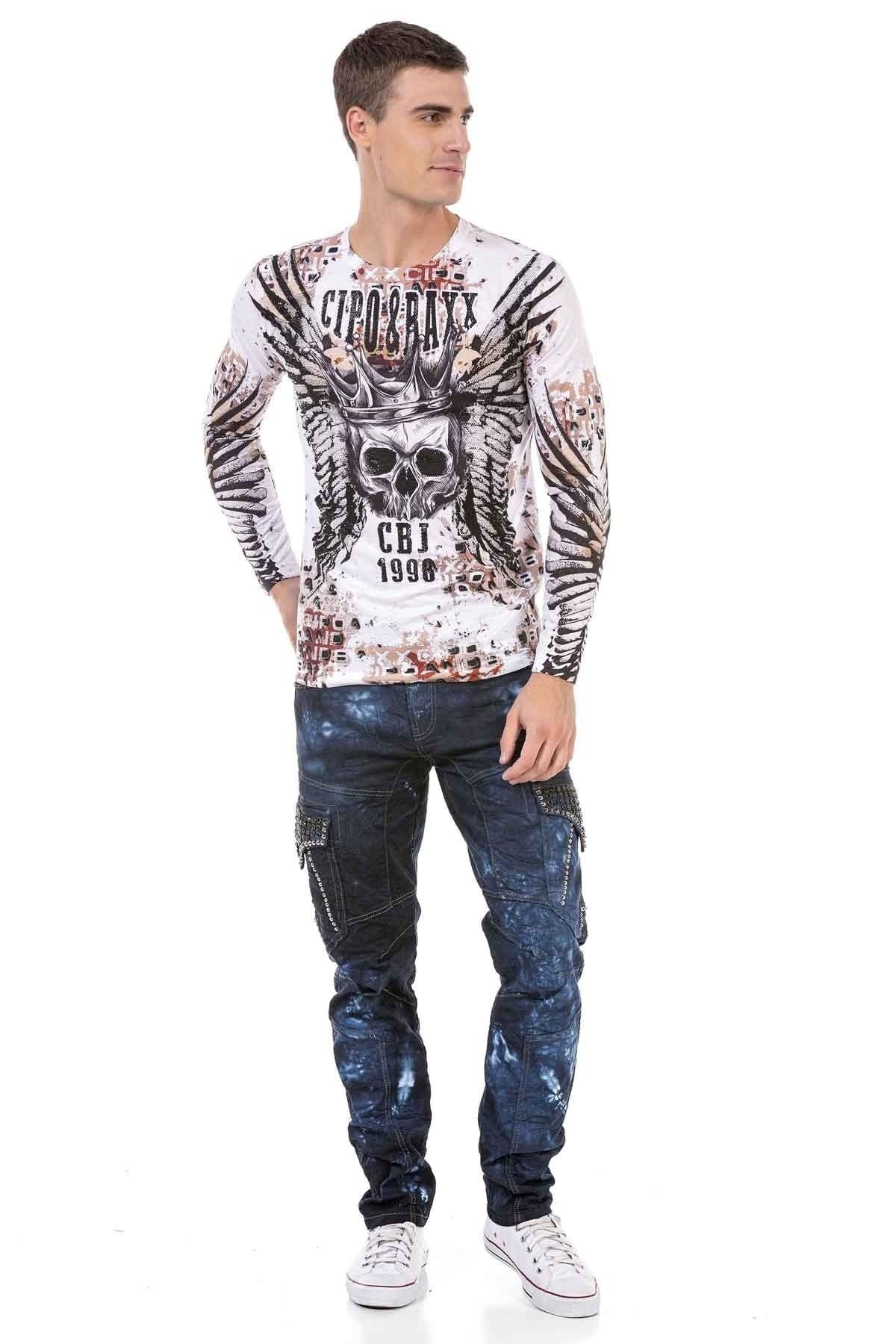 CD677 Cargo Pocket Washed Fabric Men's Jeans