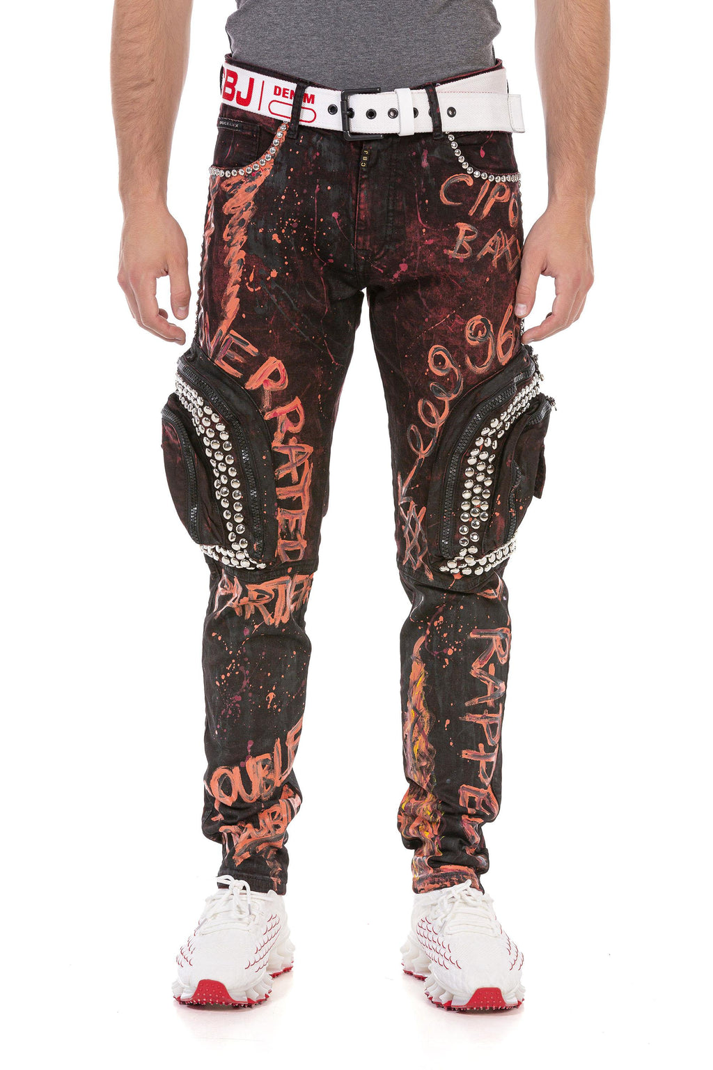 CD693 Hand-Painted Cargo Men's Jeans